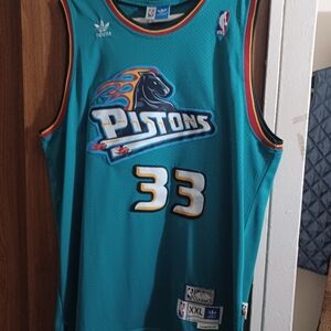 Grant Hill Detroit Pistons Teal Throwback Jersey Size 2XL